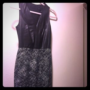 Banana Republic Leather and black and white dress